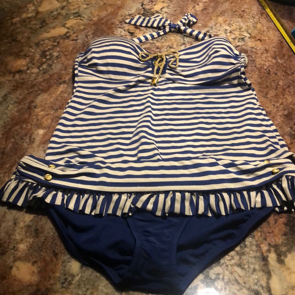 Jessica Simpson Navy/ Gold Tankini
